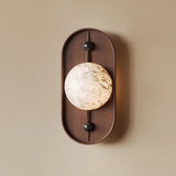 Modern LED Alabaster Wall Sconce Walnut Wood Indoor Lighting for Living Room Hallway Bedroom