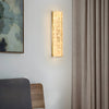 Modern LED Brass Wall Light Rectangle Ice Resin Sconce with Remote Control Dimming for Living Room