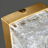Modern LED Brass Wall Light Rectangle Ice Resin Sconce with Remote Control Dimming for Living Room