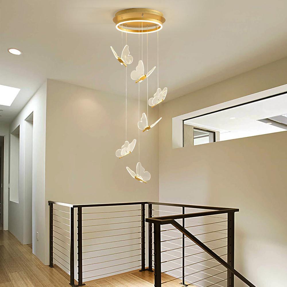 Modern LED Butterfly Chandelier Pendant Lighting for Living Room Acrylic and Metal Hanging Fixture