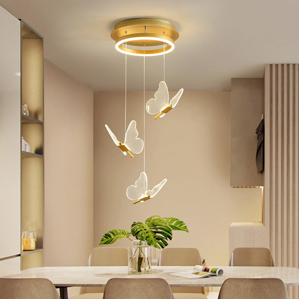 Modern LED Butterfly Chandelier Pendant Lighting for Living Room Acrylic and Metal Hanging Fixture