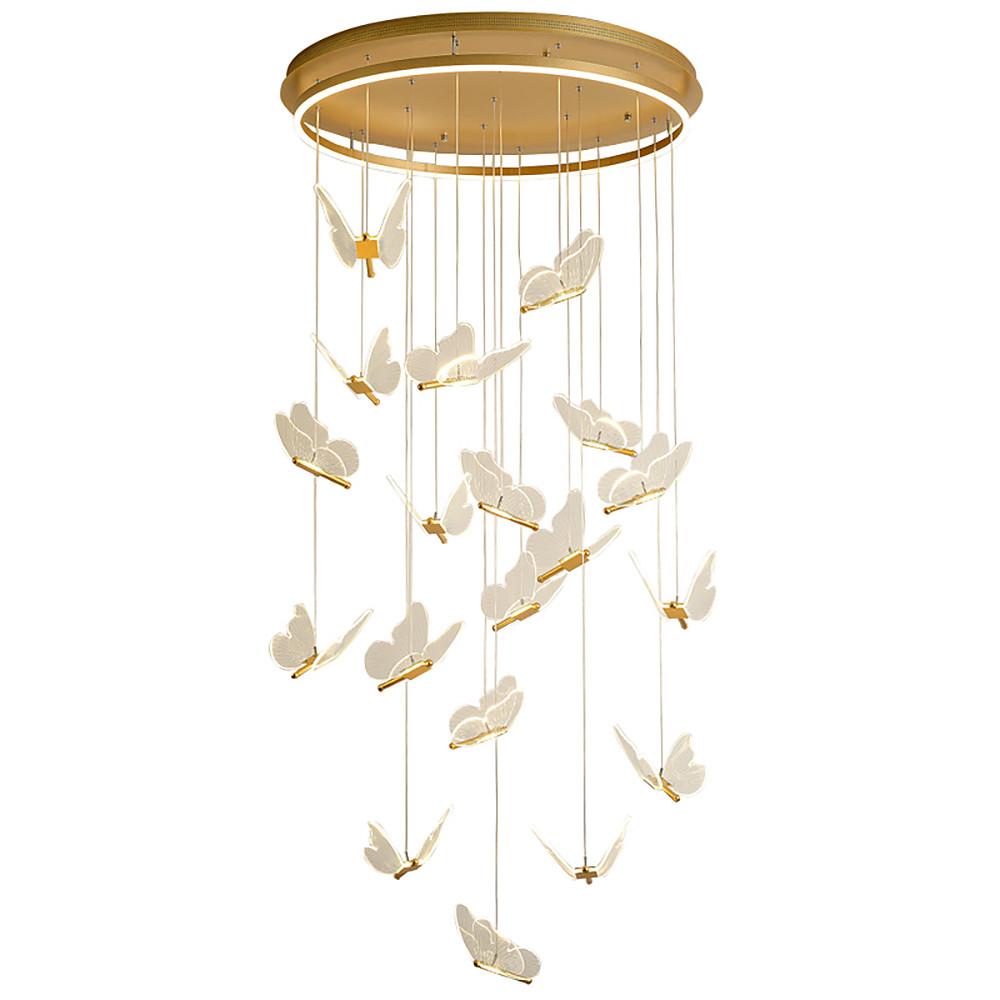 Modern LED Butterfly Chandelier Pendant Lighting for Living Room Acrylic and Metal Hanging Fixture