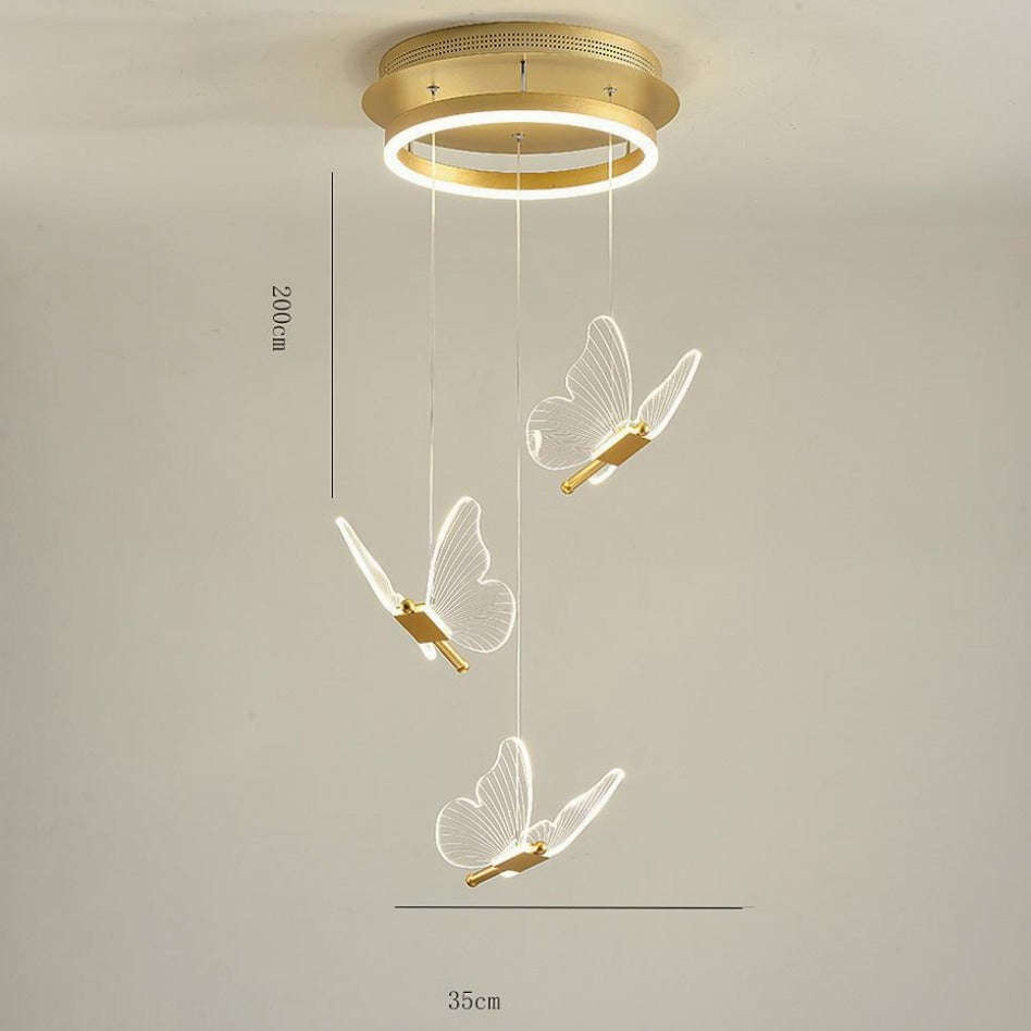 Modern LED Butterfly Chandelier Pendant Lighting for Living Room Acrylic and Metal Hanging Fixture