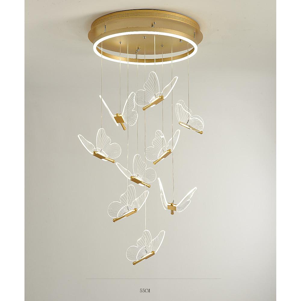 Modern LED Butterfly Chandelier Pendant Lighting for Living Room Acrylic and Metal Hanging Fixture