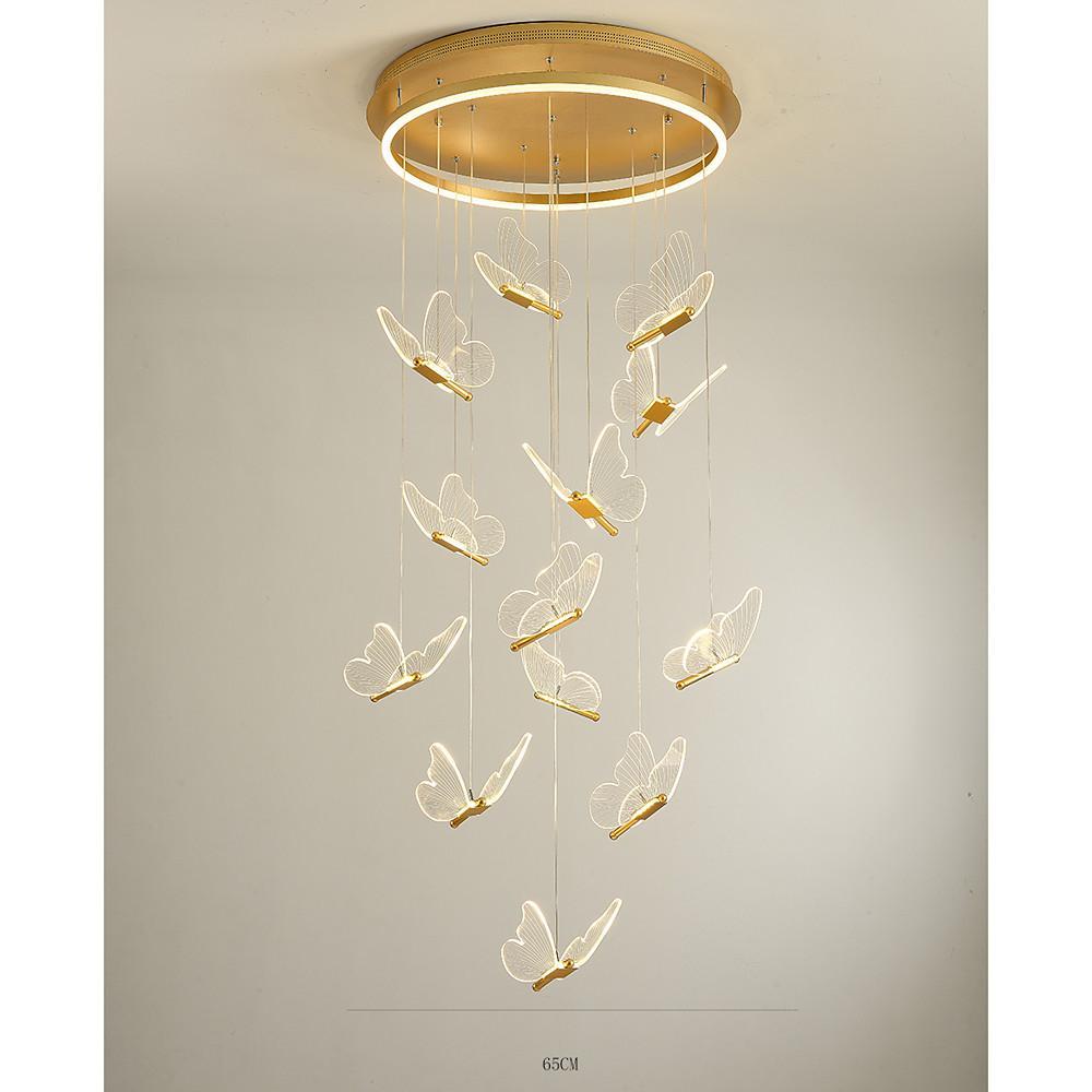 Modern LED Butterfly Chandelier Pendant Lighting for Living Room Acrylic and Metal Hanging Fixture