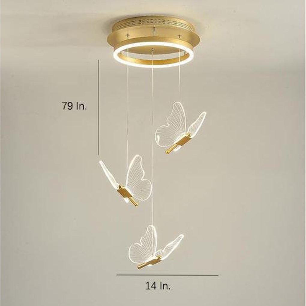 Modern LED Butterfly Chandelier Pendant Lighting for Living Room Acrylic and Metal Hanging Fixture