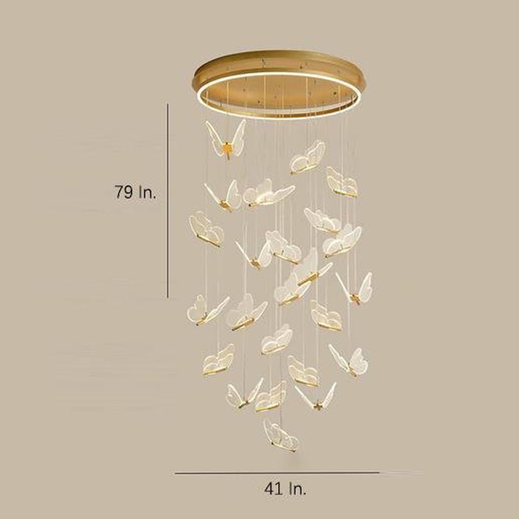 Modern LED Butterfly Chandelier Pendant Lighting for Living Room Acrylic and Metal Hanging Fixture