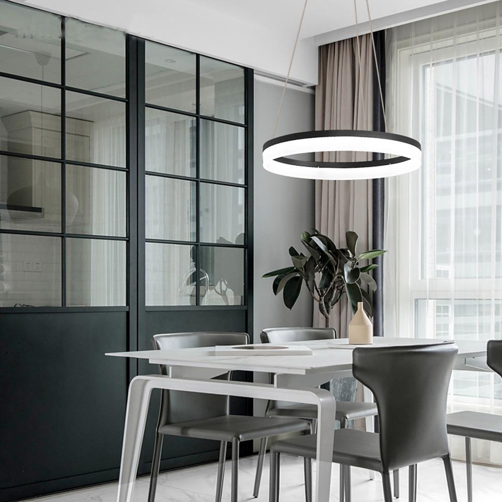 Modern LED Circle Pendant Light Acrylic Ring Chandelier for Dining Room and Kitchen