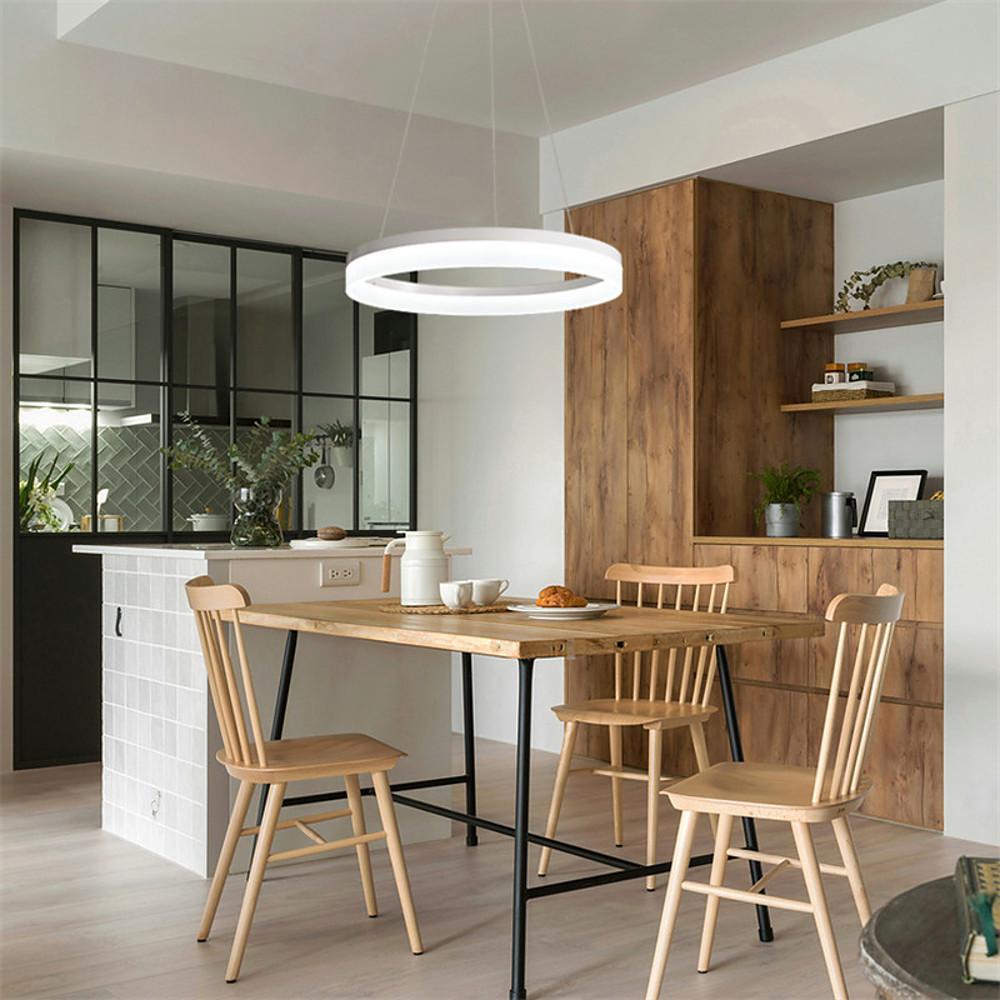 Modern LED Circle Pendant Light Acrylic Ring Chandelier for Dining Room and Kitchen