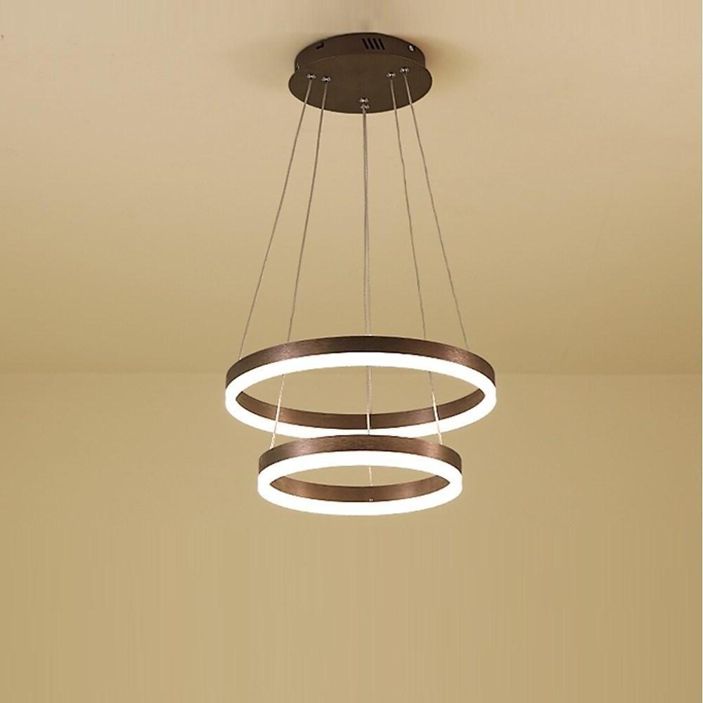 Modern LED Circle Ring Chandelier Dimmable Aluminum Acrylic Pendant Light for Bedroom and Kitchen