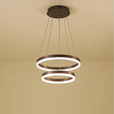 Modern LED Circle Ring Chandelier Dimmable Aluminum Acrylic Pendant Light for Bedroom and Kitchen
