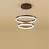 Modern LED Circle Ring Chandelier Dimmable Aluminum Acrylic Pendant Light for Bedroom and Kitchen