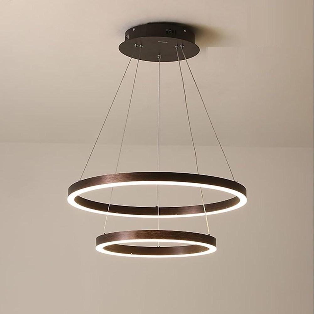 Modern LED Circle Ring Chandelier Dimmable Aluminum Acrylic Pendant Light for Bedroom and Kitchen