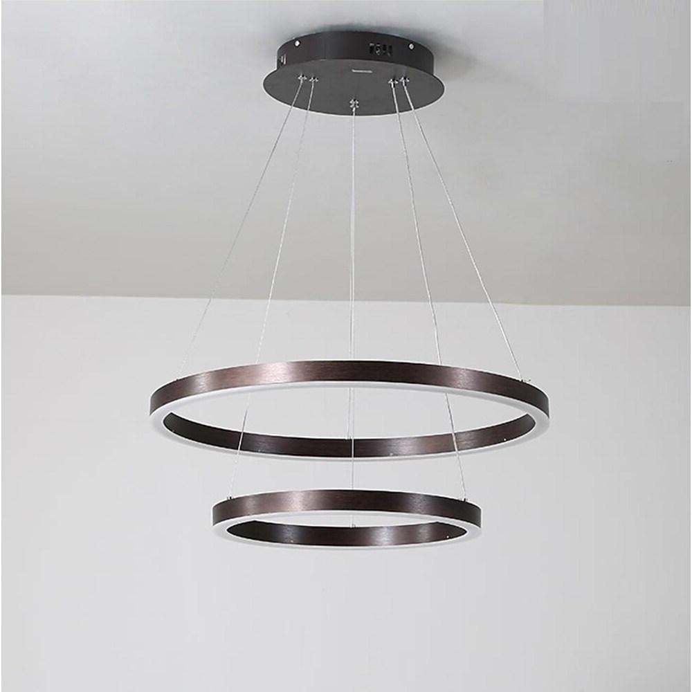 Modern LED Circle Ring Chandelier Dimmable Aluminum Acrylic Pendant Light for Bedroom and Kitchen