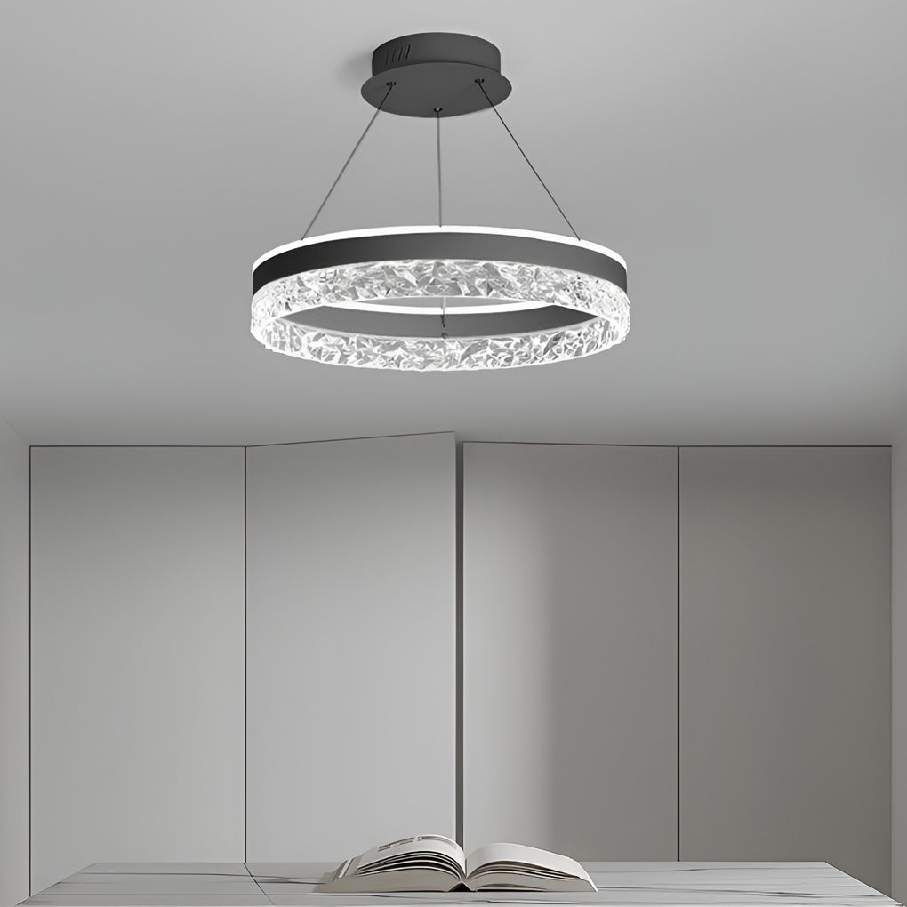 Modern LED Circular Ring Chandelier Three Step Dimming Pendant Light for Kitchen Island