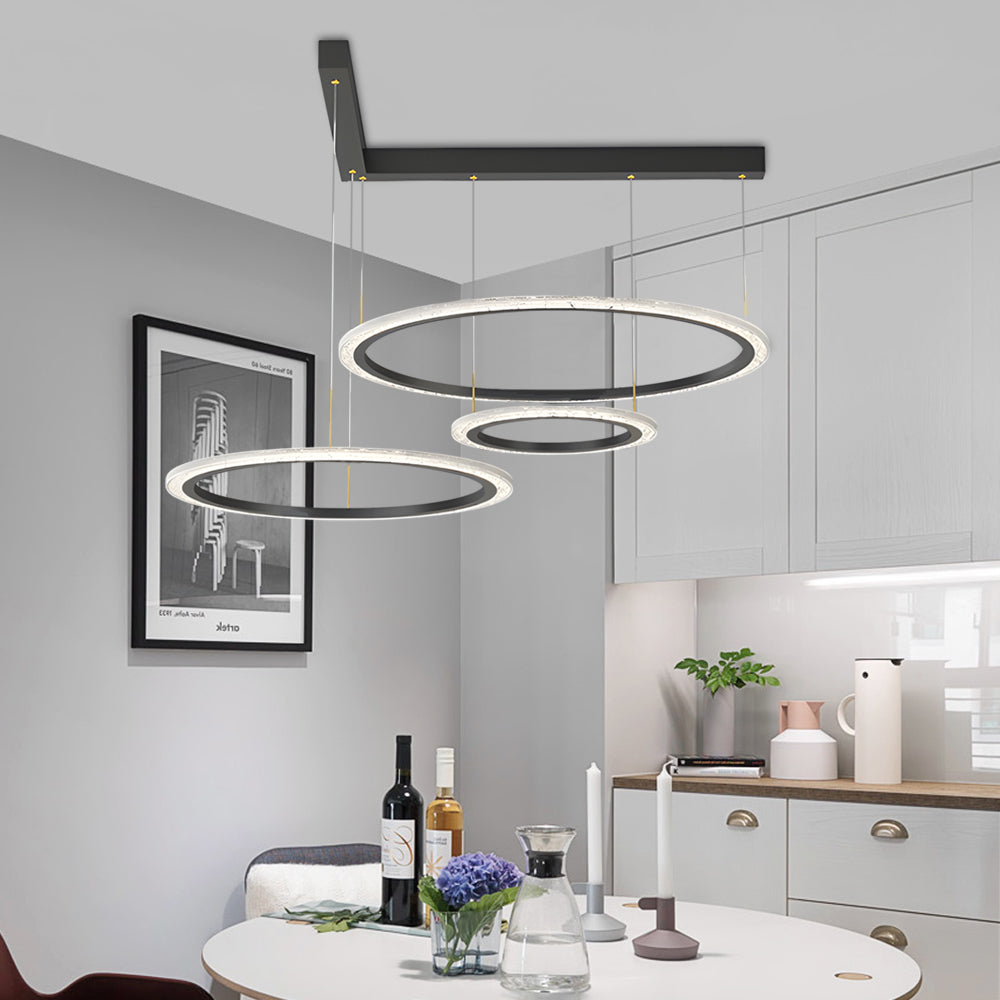 Modern LED Circular Ring Pendant Light Dimmable 2 and 3 Tier Minimalist Chandelier
