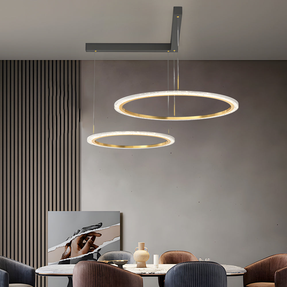 Modern LED Circular Ring Pendant Light Dimmable 2 and 3 Tier Minimalist Chandelier