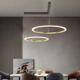 Modern LED Circular Ring Pendant Light Dimmable 2 and 3 Tier Minimalist Chandelier