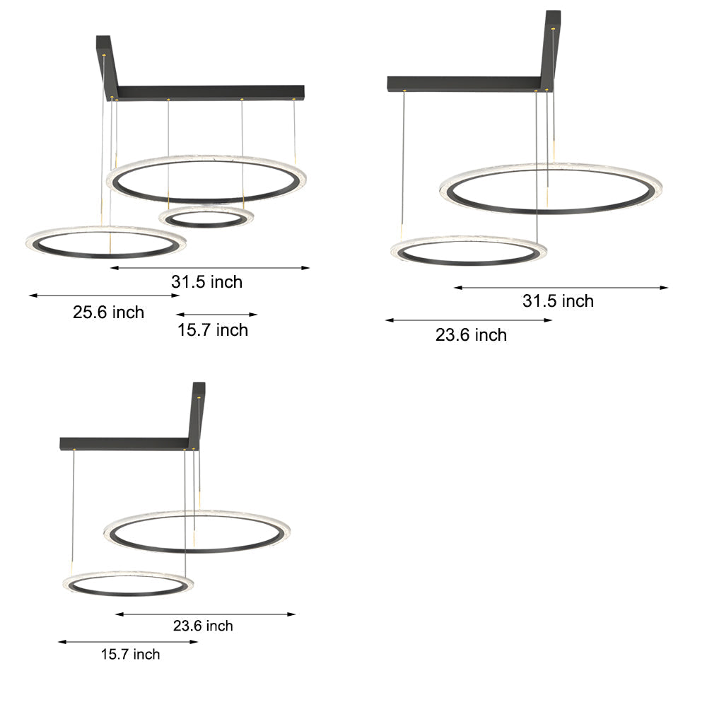 Modern LED Circular Ring Pendant Light Dimmable 2 and 3 Tier Minimalist Chandelier