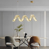 Modern LED Crystal Wave Pendant Chandelier 3 Step Dimming Light for Dining Room Kitchen Island