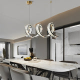 Modern LED Crystal Wave Pendant Chandelier 3 Step Dimming Light for Dining Room Kitchen Island