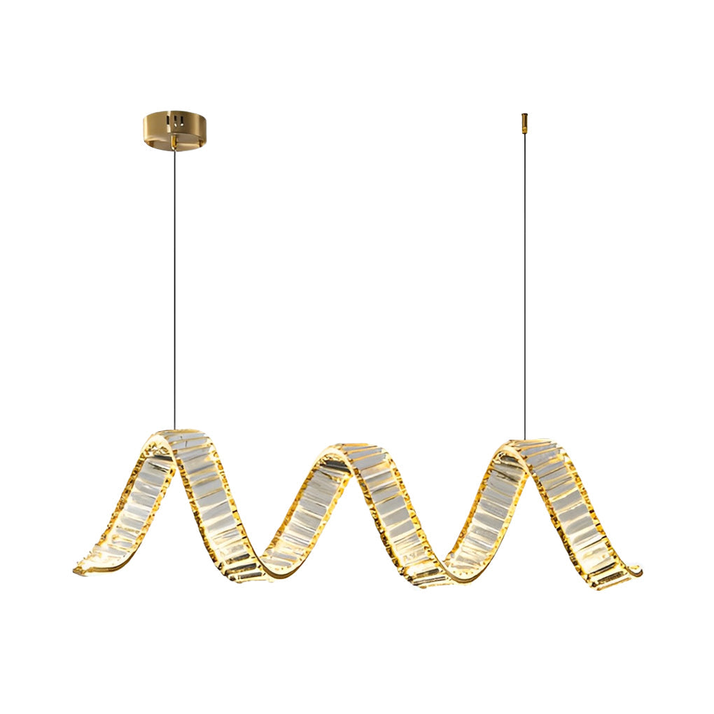 Modern LED Crystal Wave Pendant Chandelier 3 Step Dimming Light for Dining Room Kitchen Island