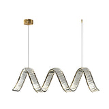 Modern LED Crystal Wave Pendant Chandelier 3 Step Dimming Light for Dining Room Kitchen Island