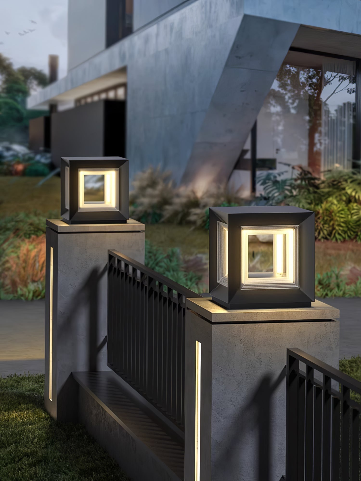 modern-led-cube-outdoor-post-light-waterproof-ip65-garden-pillar-column-lamp