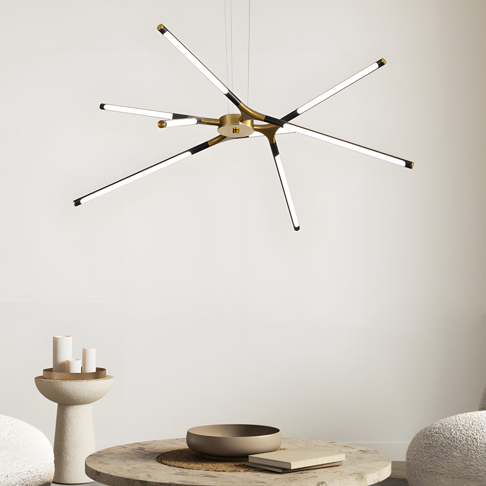 Modern LED Dimmable Linear Sputnik Chandelier for Living Room and Bedroom