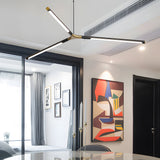 Modern LED Dimmable Linear Sputnik Chandelier for Living Room and Bedroom