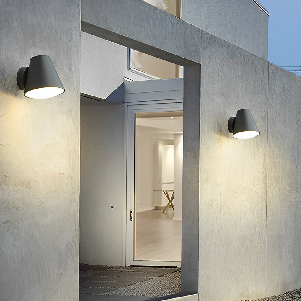 Modern LED Exterior Wall Sconce Black Cone Shape Outdoor Light Fixture for Entrances and Gardens