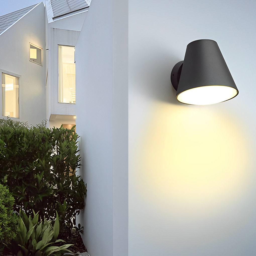 Modern LED Exterior Wall Sconce Black Cone Shape Outdoor Light Fixture for Entrances and Gardens
