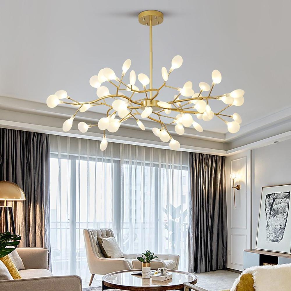 Modern LED Firefly Sputnik Chandelier Artistic Branch Ceiling Light for Living Room and Bedroom