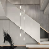 Modern LED Frosted Tube Multi Light Cluster Pendant for Staircase High Ceiling Lighting