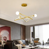 Modern LED Geometric Chandelier Glass Pendant Light for Dining Room and Kitchen Island Black and Gold