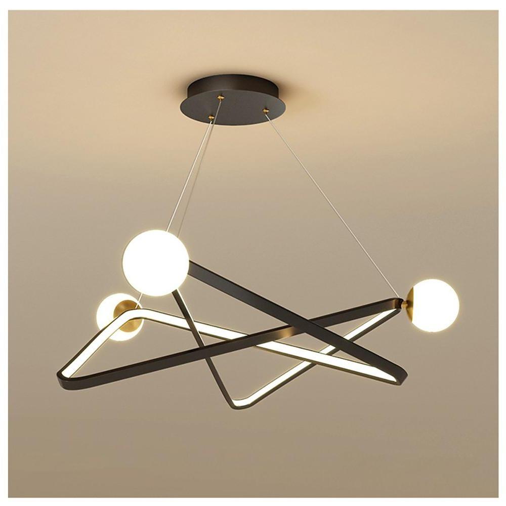 Modern LED Geometric Chandelier Glass Pendant Light for Dining Room and Kitchen Island Black and Gold