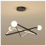 Modern LED Geometric Chandelier Glass Pendant Light for Dining Room and Kitchen Island Black and Gold