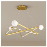 Modern LED Geometric Chandelier Glass Pendant Light for Dining Room and Kitchen Island Black and Gold