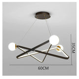 Modern LED Geometric Chandelier Glass Pendant Light for Dining Room and Kitchen Island Black and Gold