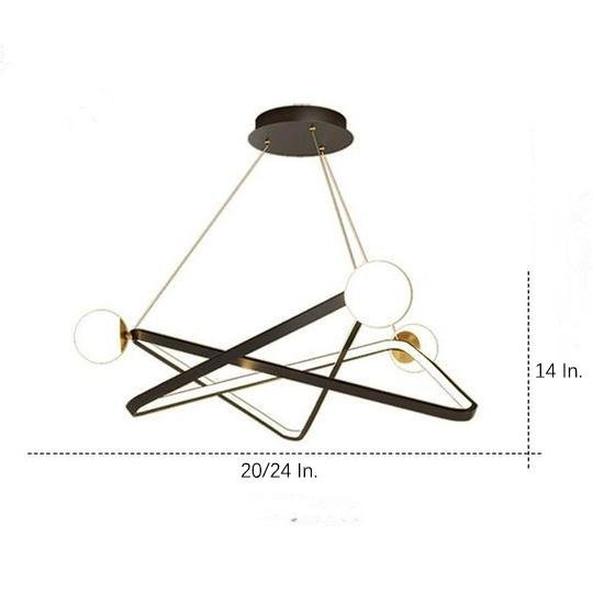 Modern LED Geometric Chandelier Glass Pendant Light for Dining Room and Kitchen Island Black and Gold