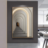 Modern LED Illuminated Canvas Wall Art with Remote Architectural Arch Hanging Decor