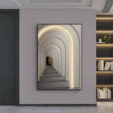 Modern LED Illuminated Canvas Wall Art with Remote Architectural Arch Hanging Decor