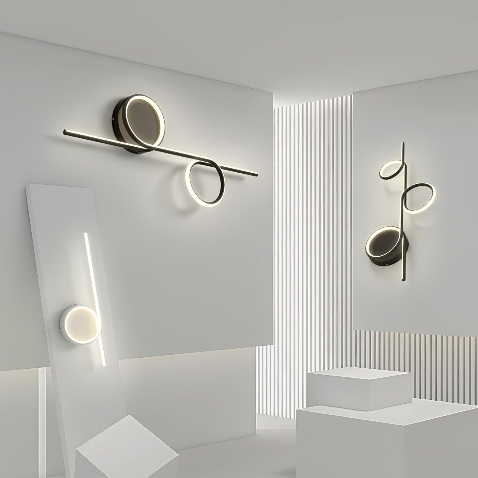 Modern LED Intertwined Ring Wall Sconce Rhythmic Circular Line Lighting Fixture