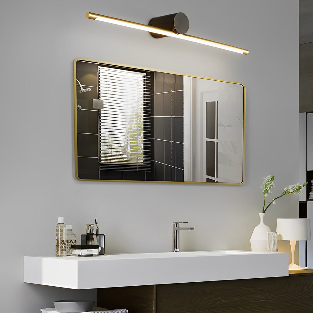 Modern LED Linear Bathroom Vanity Light with Copper Cylinder and Acrylic Bar