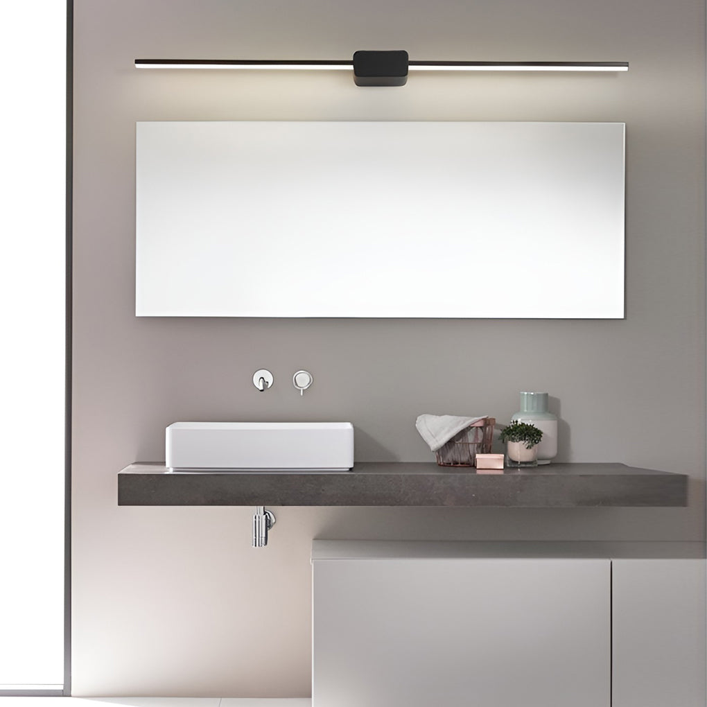 Modern LED Linear Bathroom Vanity Wall Light with Central Box Frame in Black and White