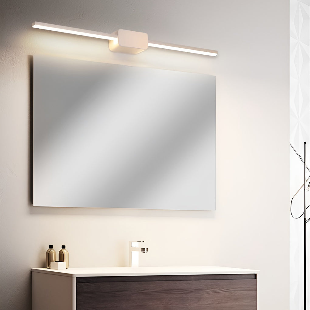 Modern LED Linear Bathroom Vanity Wall Light with Central Box Frame in Black and White