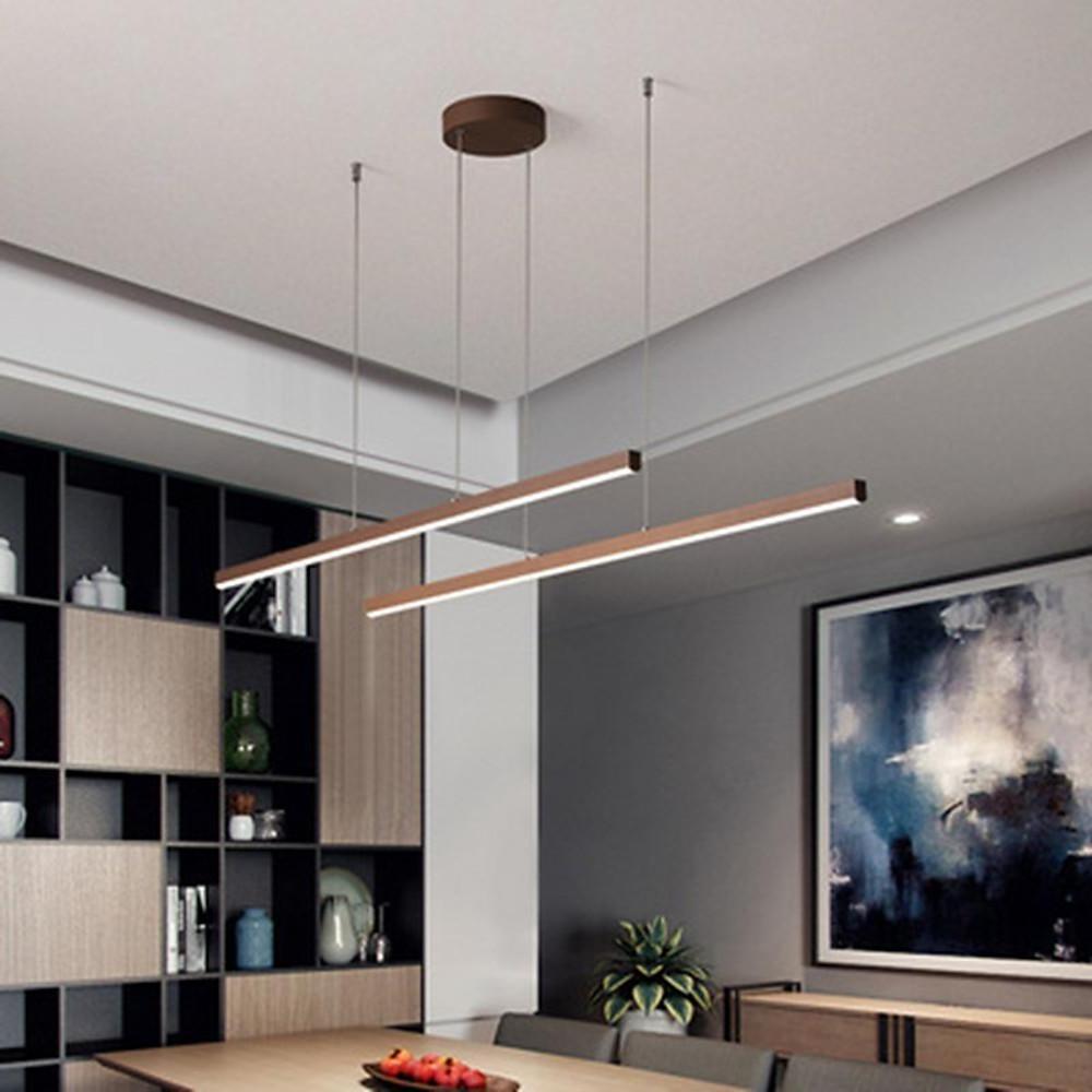 Modern LED Linear Chandelier Farmhouse Metal Pendant Lighting for Dining Room and Living Room