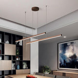 Modern LED Linear Chandelier Farmhouse Metal Pendant Lighting for Dining Room and Living Room