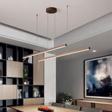 Modern LED Linear Chandelier Farmhouse Metal Pendant Lighting for Dining Room and Living Room
