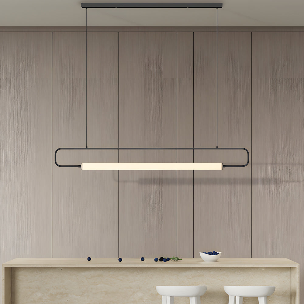 Modern LED Linear Island Pendant Light for Dining Room and Kitchen Gold Black